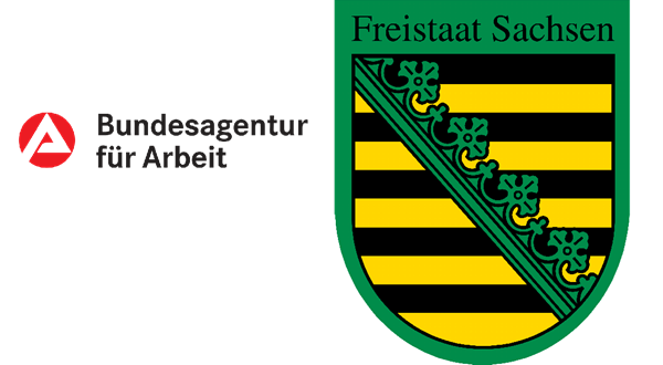 Logo des Freistaates Sachsen und der Bundesagentur für Arbeit